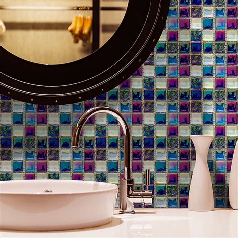 10pcs Mosaic Tile Sticker Waterproof Bathroom Wall Decoration Self ...