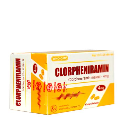 Clorpheniramin (Hộp 10 vỉ x 20 viên)