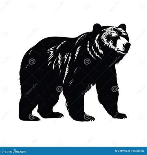 Black Bear Silhouette Illustration Vector Clipart Logo Style Stock ...