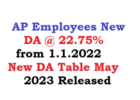 AP Employees New DA @ 22.75% from 1.1.2022 New DA Table May 2023 ...