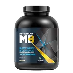 MuscleBlaze Raw Whey Isolate 90% with Digestive Enzymes (Unflavoured, 2 ...