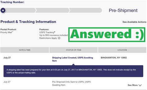 USPS Pre-Shipment: Shipping Label Created, USPS Awaiting Item (fix)