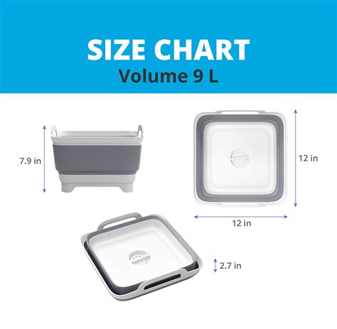 Vamako 9L Collapsible Dish Tub, Folding Laundry Tub, Washing Basin with ...