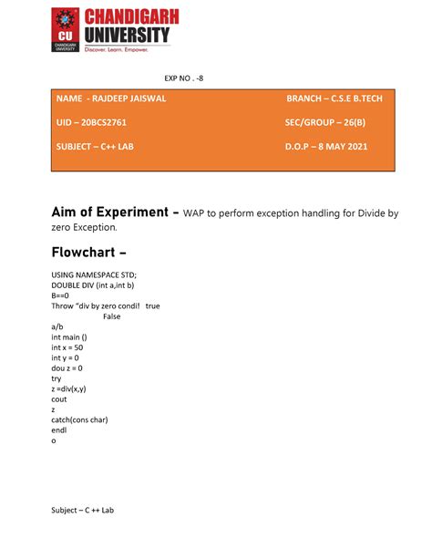 EXP NO 8 C++ LAB Rajdeep - Practical - EXP NO. - Aim of Experiment ...