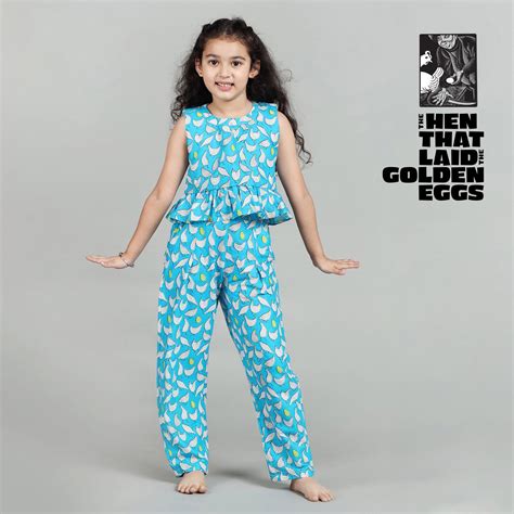 Cotton Crop Top & Pants For Girls with Hen That Laid The Golden Eggs P ...