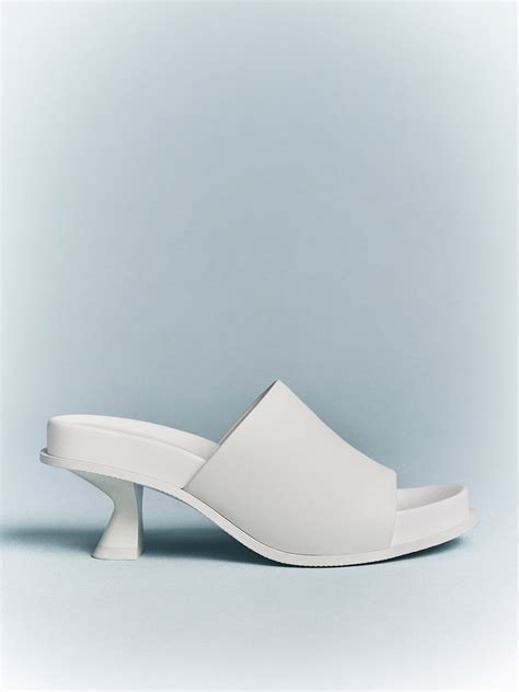 White Clio Slant Heel Mules - CHARLES & KEITH TW
