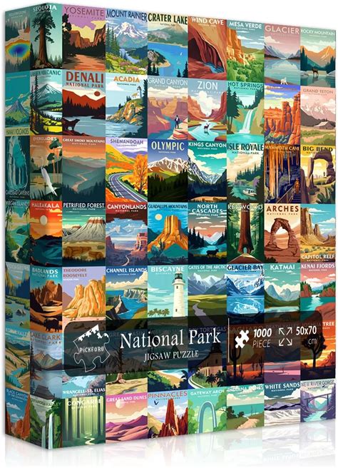 National Parks Puzzle for Adults 1000 Pieces, Travel Poster Landscape ...