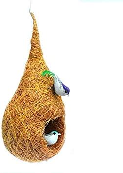 LIVEONCE Hold Ring Safest Round Organic Showpiece Nest with Two Birds ...