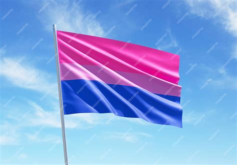 Premium Photo | Bisexual flag waving in a blue sky background for ...