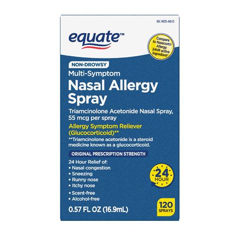 Buy Equate Triamcinolone Acetonide Nasal Allergy Spray, 55 mcg per spray, .57 fl. Oz Online at ...