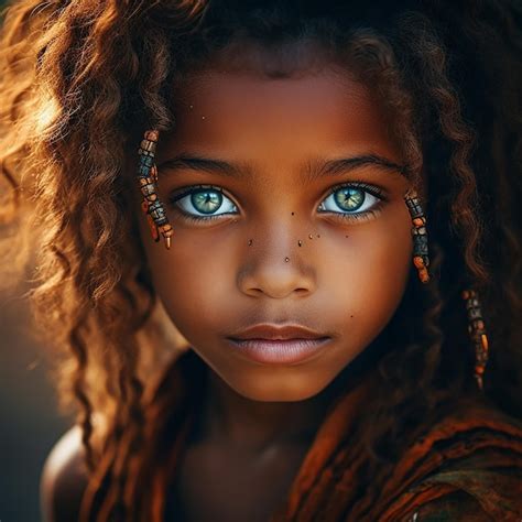 The girls eyes are turned down as she smiles | Premium AI-generated image