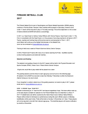 Fillable Online firbank vic edu Netball registration form - Firbank ...