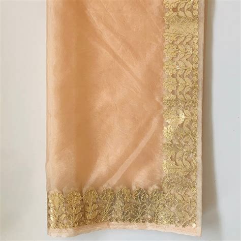 Peach Gota Embroidered Organza Dupatta – anokherang