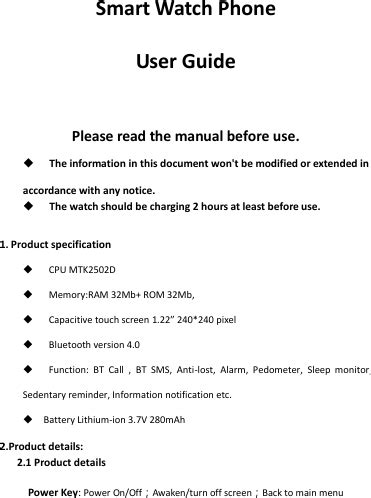 Image result for Smartwatch Phone User Guide