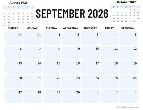 September 2026 Calendars (52 Free PDF Printables)