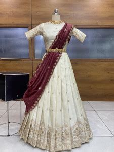 Payu Embroidered Semi Stitched Lehenga Choli - Buy Payu Embroidered ...