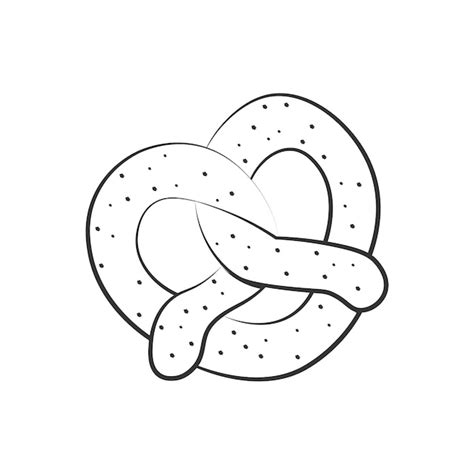 Black and white pretzel line art illustration logo | Premium Vector
