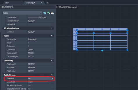 Insert Table AutoCAD 的图像结果