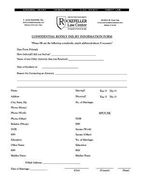 Fillable Online CONFIDENTIAL BODILY INJURY INFORMATION FORM Fax Email ...