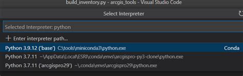 Image result for Configure Visual Studio Code with ArcGIS Pro Python Environment