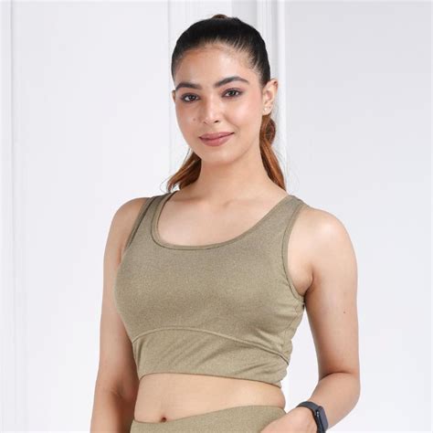 Olive melange sports bra for women suitable for exercise, workout ...