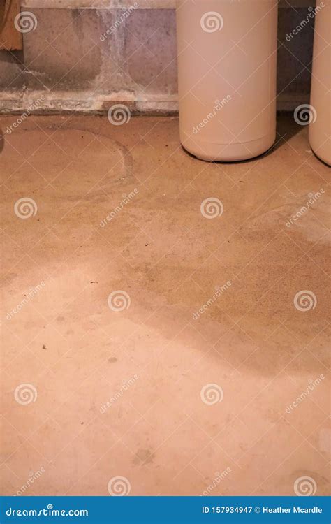 Water Stains on Concrete Basement Floor Stock Image - Image of hose ...