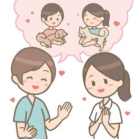 患者さんとペットの話で盛り上がる看護師のイラスト🎨【フリー素材】｜看護roo![カンゴルー]