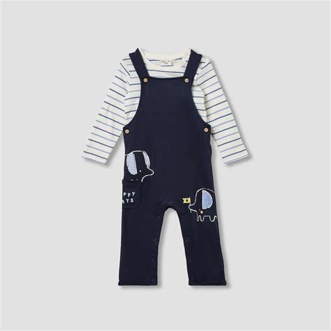 Buy Juniors Elephant Applique Dungaree and T-shirt Set from Juniors at ...