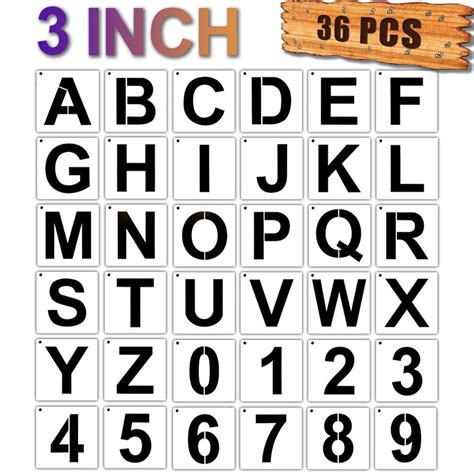 [ Ivana's ] 36 Pcs Letter & Number Stencils, 3 Inch, Reusable Font ...