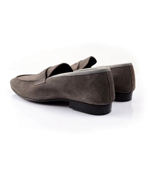 Pelle Santino - Grey Suede Penny Loafers - Ultra-Flex - best suede ...