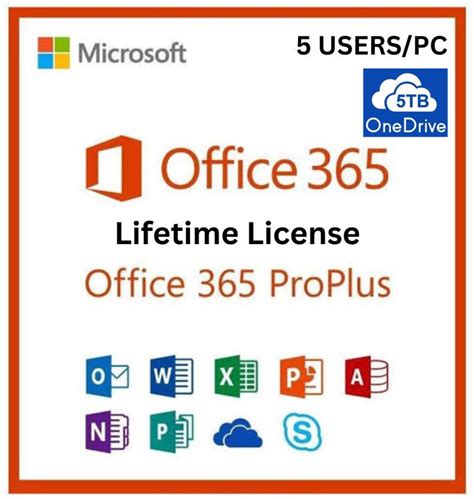 MICROSOFT Office 365 Pro Plus For 5 Users/PC (Lifetime Account) + 5TB ...