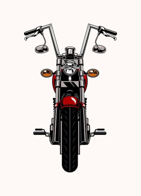 Front side view of classic motorbike with high handlebar | Premium Vector