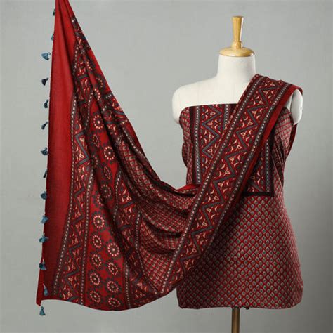 Buy Handcrafted Ajrakh Dress Materials Online | iTokri – iTokri आई.टोकरी