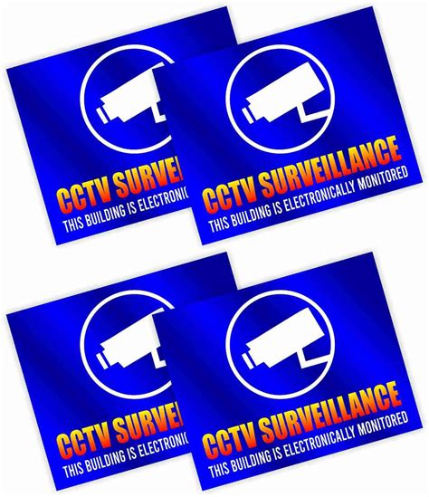 CVANU Warning Sign Sticker for CCTV Security Camera (Pack 4) CV-56 ...