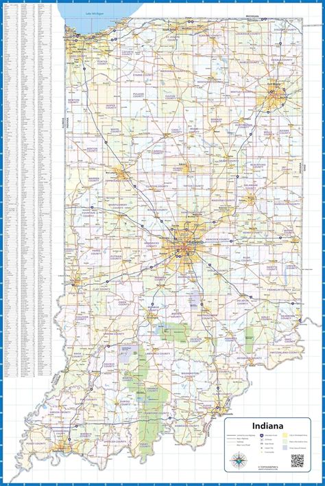 Buy Indiana Laminated Wall Map (24” wide x 36” high) Online at Lowest ...