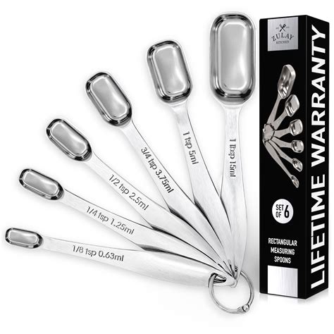 Zulay Measuring Spoons Set 6 Piece Stainless Steel Measuring Spoons ...
