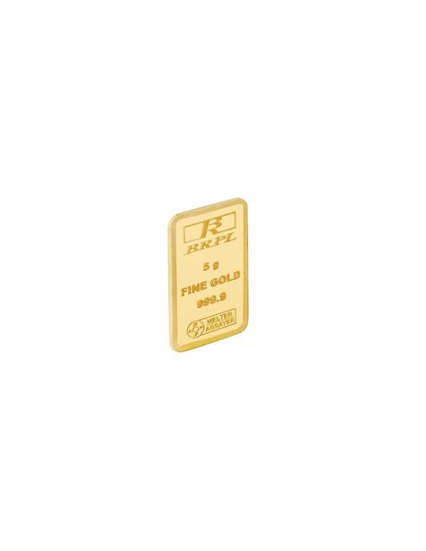 Bangalore Refinery Gold Bar Of 5 Grams in 24 Karat 999.9 Purity / Fin