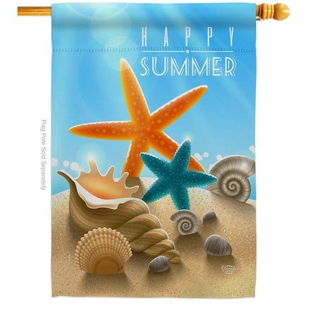 Cuadrilatero 28 x 40 in. Summer Shells House Flag with Coastal Nautical ...
