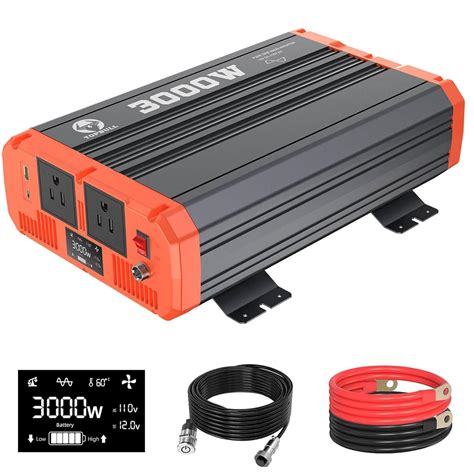 3000 Watt Pure Sine Wave Power Inverter 12V DC to 110V AC Converter for ...