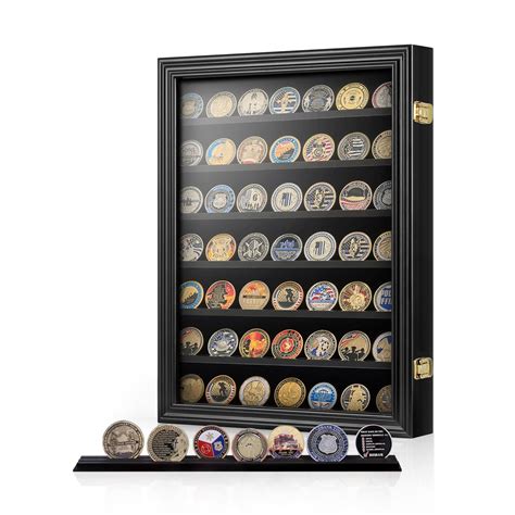 Buy ASmileIndeep Challenge Coin Display Case Solid Wood 7 Rows ...