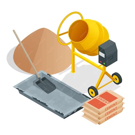 Isometric construction tools and materials. building. construction ...
