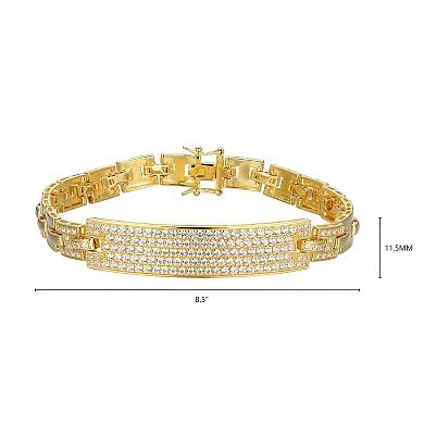 Classic Treasures Men's 18k Gold Over Silver Cubic Zirconia ID Link ...