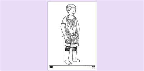 Man with Samoan Tattoos Wearing Lavalava | Colouring Sheets