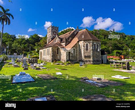 The old St. Mary Parish Church with cemetery, Port Maria, Saint Mary ...