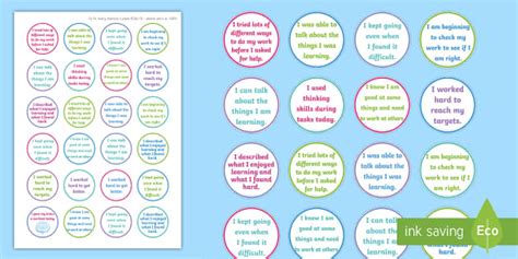 NI Thinking Skills and Personal Capabilities Self Management Stickers