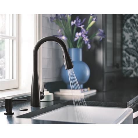 Moen Haelyn Matte Black Single Handle Pull-down Kitchen Faucet with ...