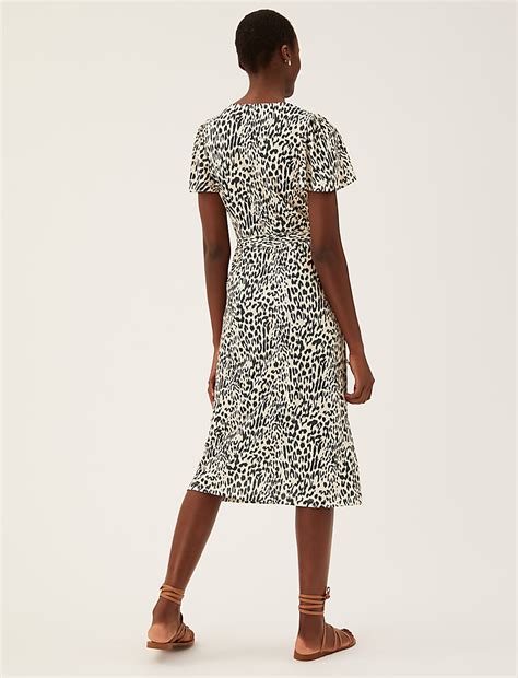 Buy Jersey Animal Print V-Neck Midi Wrap Dress at Marks & Spencer