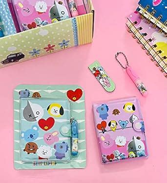 Le Delite Bt21 Theme Button Diary Lock Secret Pocket Diary With Pen ...