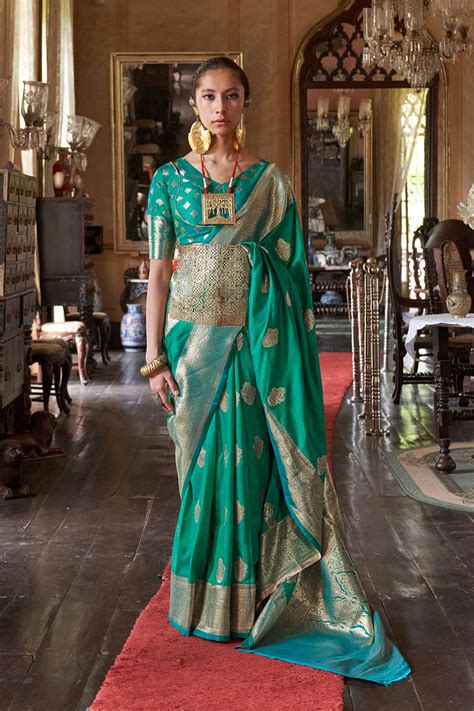 Auri Gold Green Silk Woven Ready to Wear One Minute Saree – ONE MINUTE ...
