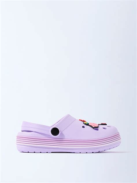 Buy Yellow Lilac Aquatic-Applique-Detailed Clogs from Westside